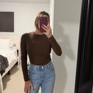Skims Long Sleeve Brown Bodysuit